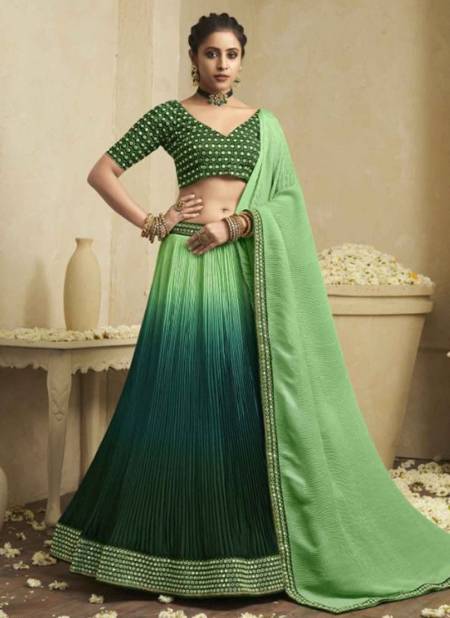 Green Maaya Vol 3 Fancy Wear Exclusive Pure Chinon Lehenga Choli Collection 305